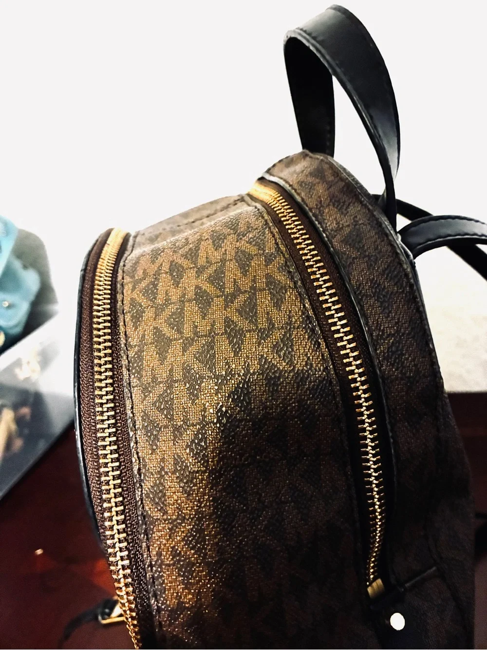 Michael Kors Brown, Black and Genuine Cowhide, Patterned Backpack
